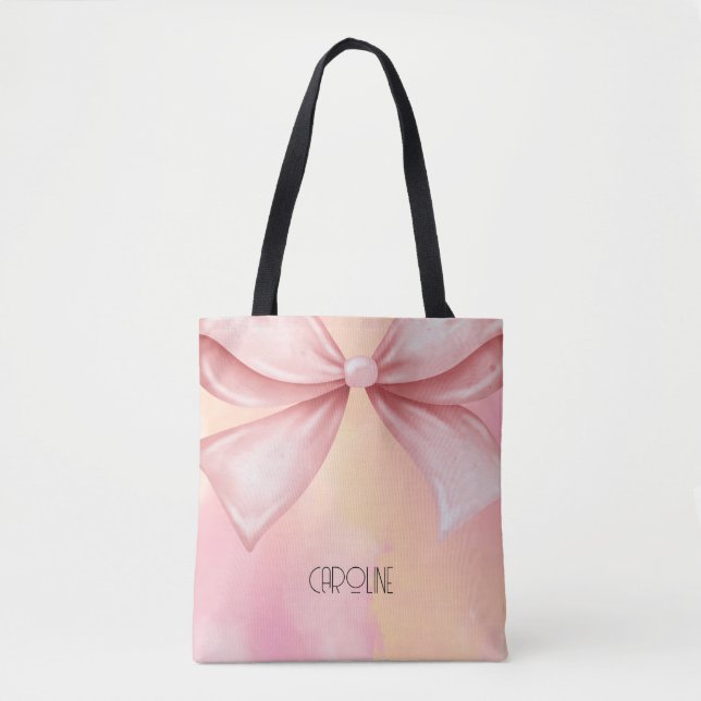 Elegant Floral Pink Bow Boho Niedlich Tasche (Vorderseite)