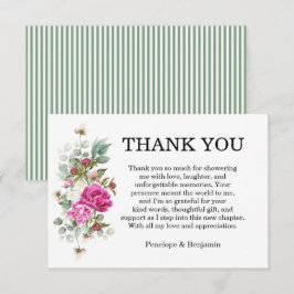 Elegant Floral Pink Peony Monogram Wedding Dankeskarte