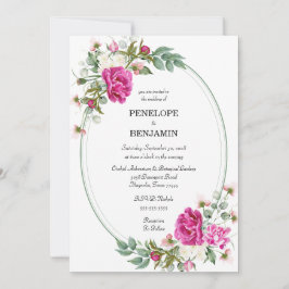Elegant Floral Pink Peony Monogram Wedding Einladung