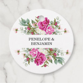 Elegant Floral Pink Peony Monogram Wedding Geschenkanhänger