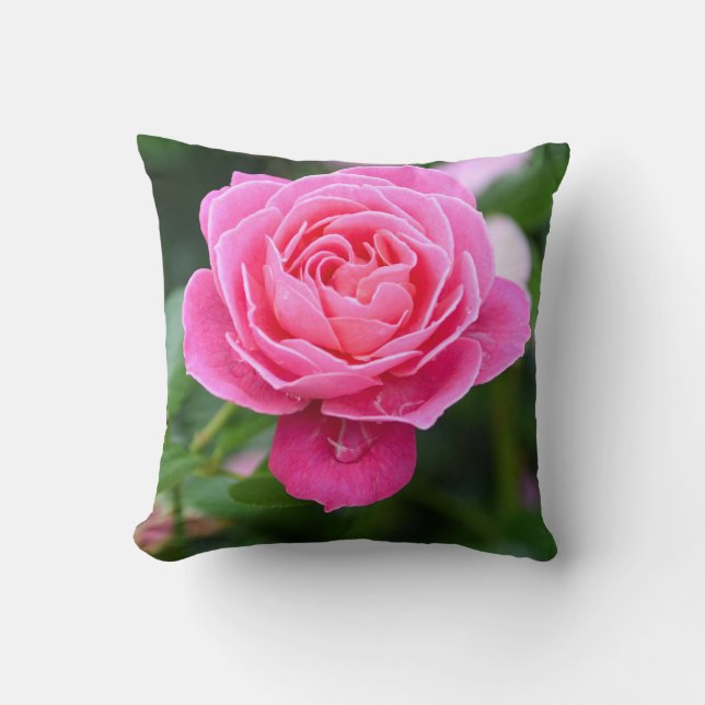 Elegant Floral Pink Rose Garden Accent Pillow Kissen (Vorderseite)