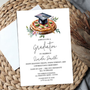 Elégant Floral Pizza Graduation Invitation