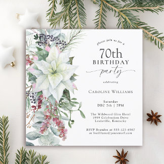 Elegant Floral Poinsettia 70. Einladung