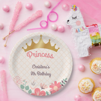 Elegant Floral Princess Personalized Birthday Pappteller