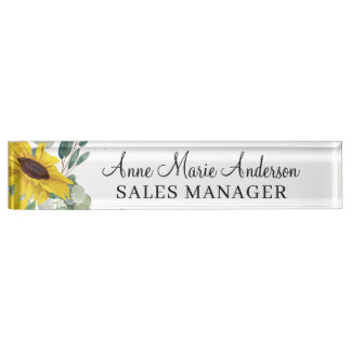 Elegant Floral Professional Name  Namensplakette