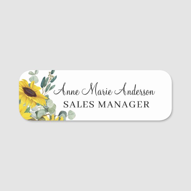 Elegant Floral Professional Name  Namensschild (Vorderseite)