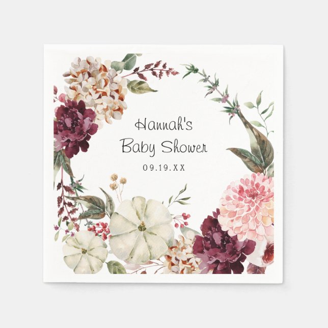 Elegant Floral Pumpkin | Babydusche Serviette (Vorderseite)