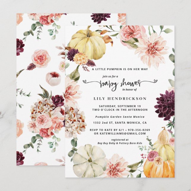 Elegant Floral Pumpkin | Kinderdusche im Herbst (Vorne/Hinten)