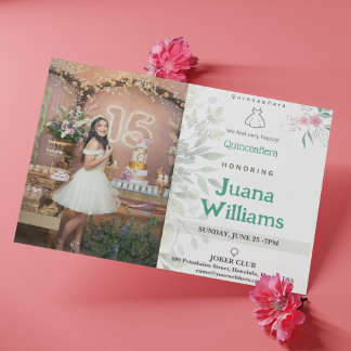 Elegant Floral Quinceñera Einladungen mit Foto