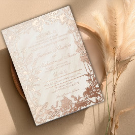 Elegant floral RoseGold Frame muslimische Hochzeit Folieneinladung