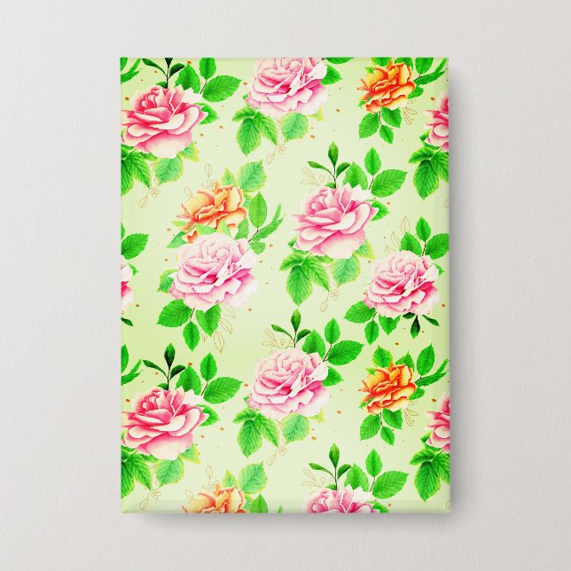 Elegant Floral Roses Green Leaves Pattern-23675 Button (Vorderseite)
