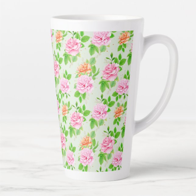 Elegant Floral Roses Green Leaves Pattern-23675 Milchtasse (Rechts)
