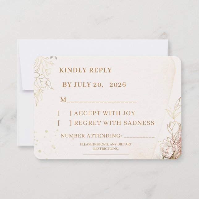 Elegant Floral RSVP Card | White Flowers & Gold  (Devant)
