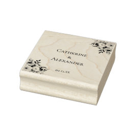 Elegant Floral Rustic Boho Wedding Gummistempel