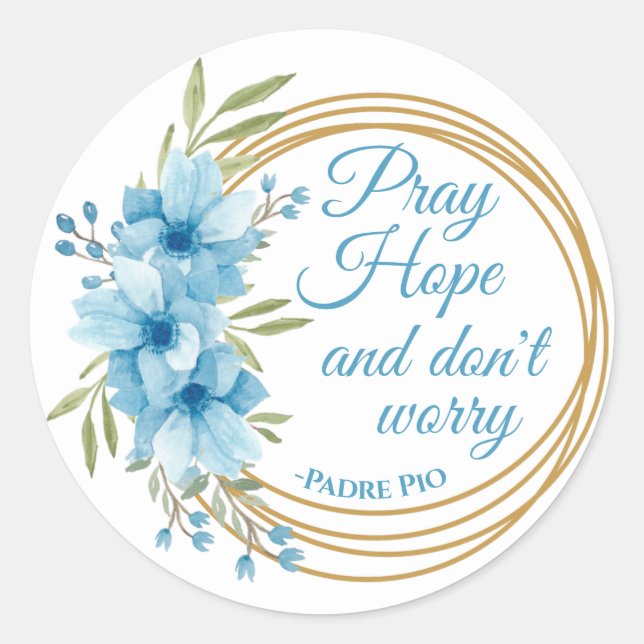 Elegant floral Saint Padre Pio Zitat Christlich Runder Aufkleber (Vorderseite)