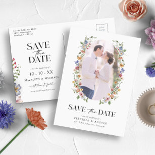 Elegant Floral Save the Date Postkarte