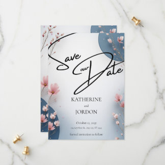 Elegant Floral Save the Date Wedding Card 