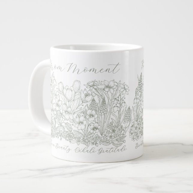 Elegant Floral Script Saying Boho Line Art  Jumbo-Tasse (Vorderseite Links)