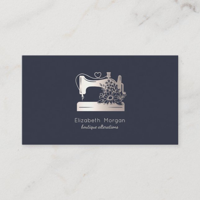 Elegant Floral Sewing Machine Seamstress or Tailor Visitenkarte (Vorderseite)