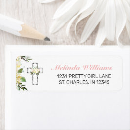 Elegant Floral Silver Cross Erste Heilige Kommune