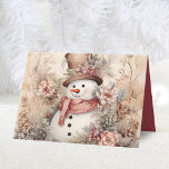 Elegant Floral Snowman Weihnachten<br><div class="desc">Ein schicker Wasserfarbenrosa Weihnachtsschneemann gefaltet Urlaubskarte. Enthält eine Meldung und einen Namen im Inneren. Personalisieren Sie dies mit Ihrer eigenen Urlaubsgrüße und Familienname! Eine wunderschöne und einzigartige Karte, um Ihren Freunden und Ihrer Familie den Urlaub zu verbringen.</div>