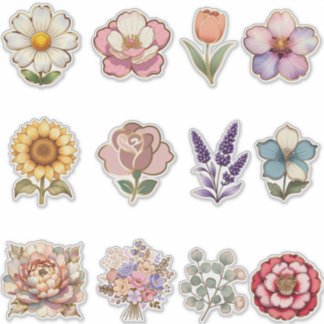Elegant Floral Stickers with Gold Outline – Luxury