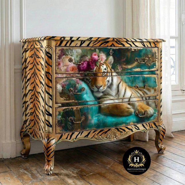 Elegant Floral Tiger Decoupage Seidenpapier (Von Creator hochgeladen)
