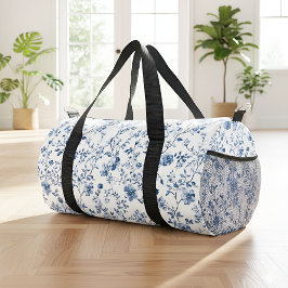 Elegant Floral Toile Blue and White Vintage Style  Duffle Bag