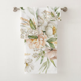Elegant floral towels with soft, pastel flowers badhandtuch set