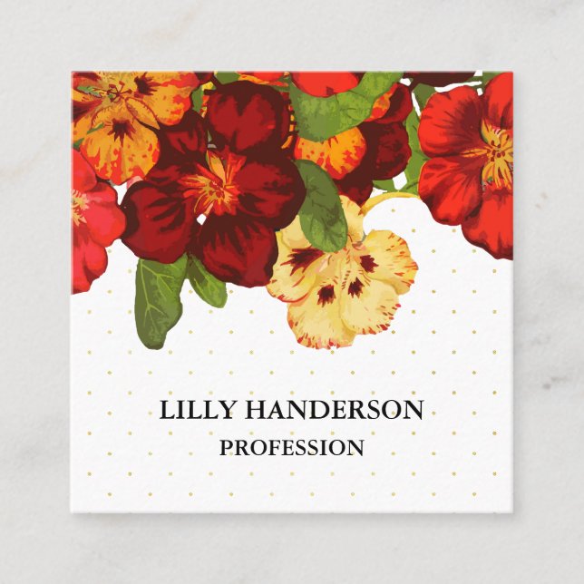 Elegant Floral Trendy Quadratische Visitenkarte (Vorderseite)