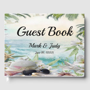 Elégant Floral Tropical Beach Mariage Livre d'or