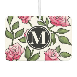 Elegant Floral und Monogramm Autolufterfrischer