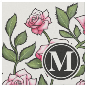 Elegant Floral und Monogramm Stoff