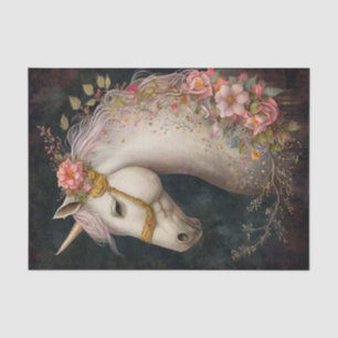Elegant Floral Unicorn Seidenpapier