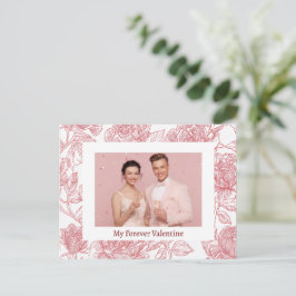 Elegant Floral Valentine's Day Card - Custom Photo Postkarte