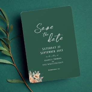Élégant floral vert foncé Enregistrer la carte pla