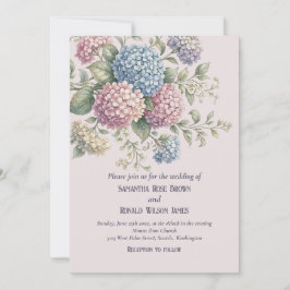 Elegant Floral Vintage Blush Hydrangea Wedding  Einladung