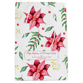Elegant Floral Warm Rotes Weihnachtsfest Mittlere Geschenktüte
