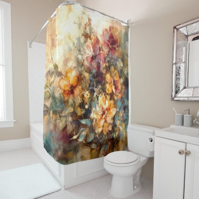 Elegant Floral Watercolor Art Duschvorhang (Beispiel)