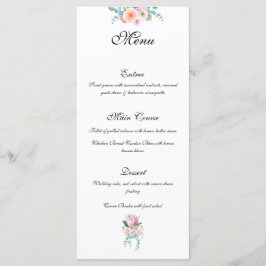 Elegant Floral Watercolor Wedding Menükarte