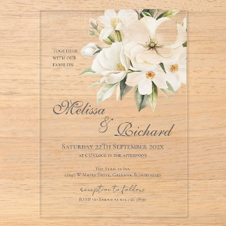 Elegant Floral Wedding Acrylic Invitation Acryleinladungen