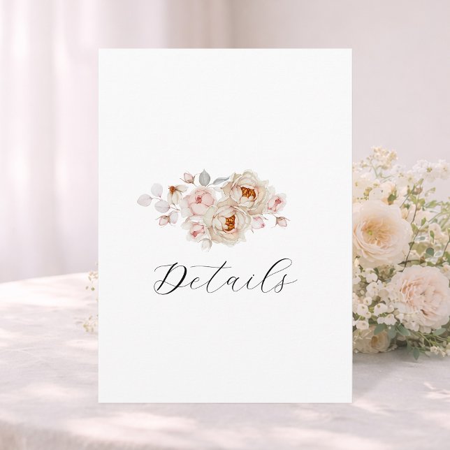 Elegant Floral Wedding Details Card | Double-Sided Einladung (Von Creator hochgeladen)