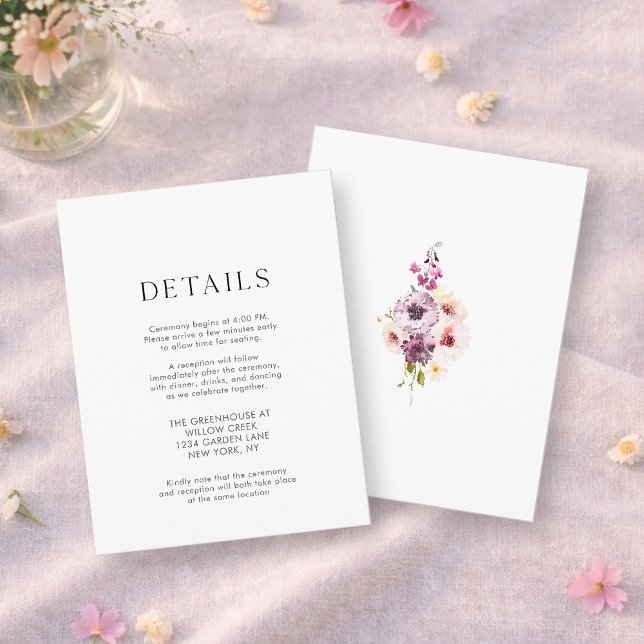 Elegant Floral Wedding Details Card RSVP Karte (Von Creator hochgeladen)