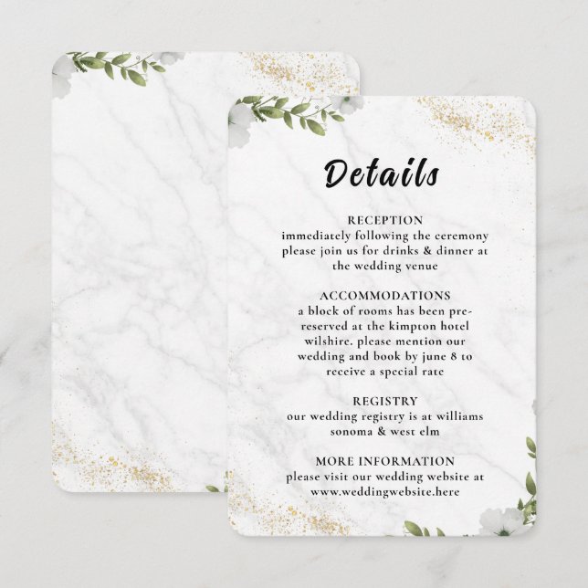 Elegant Floral Wedding Enclosure Card  Begleitkarte (Vorne/Hinten)