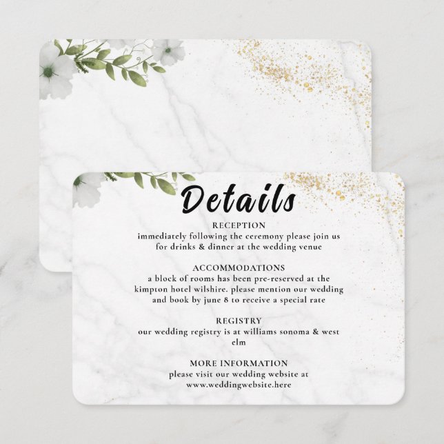 Elegant Floral Wedding Enclosure Card  Begleitkarte (Vorne/Hinten)