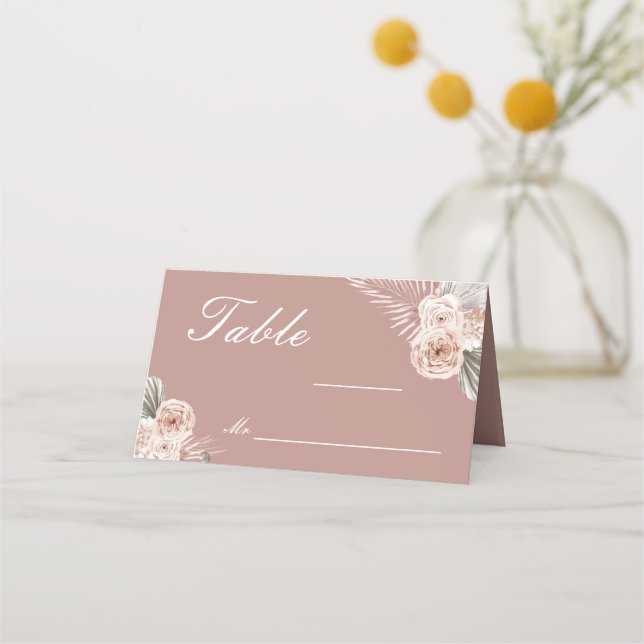 Elegant Floral Wedding Folded Place Card Platzkarte (Vorderseite)