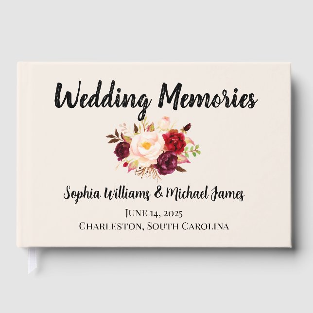 Elegant Floral Wedding Gästebuch (Vorderseite)