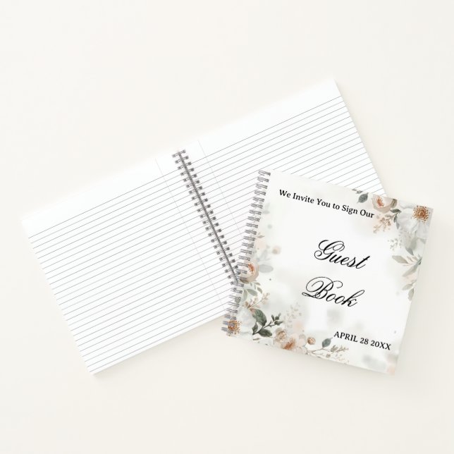 Elegant Floral Wedding Guest Book Notizbuch (Innenseite)