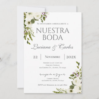 Elegant floral Wedding in Spanish Einladung
