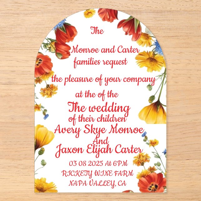 Elegant Floral Wedding Invitation (Recto)